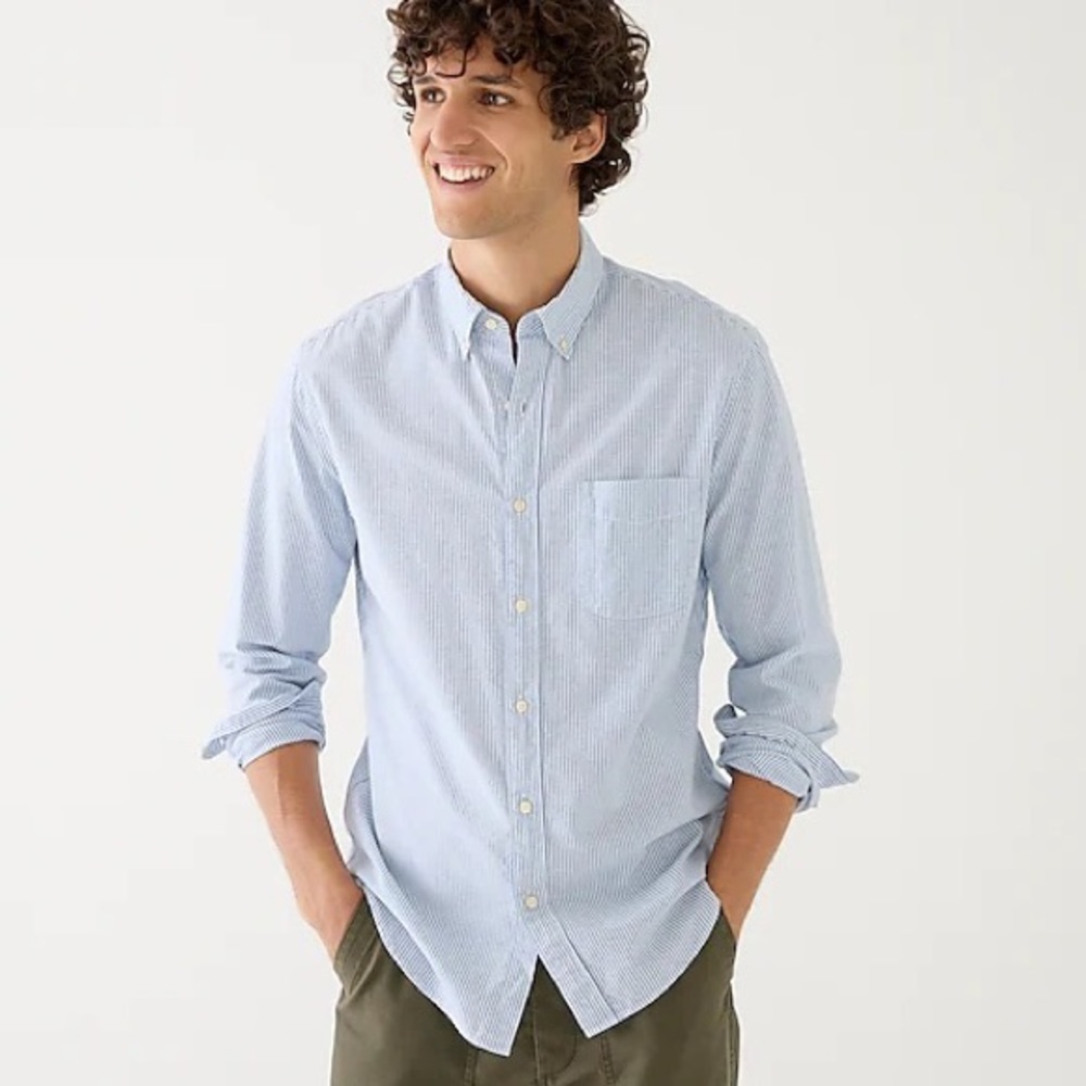 Broken-In Oxford Blue White Striped Shirt Slim NWT